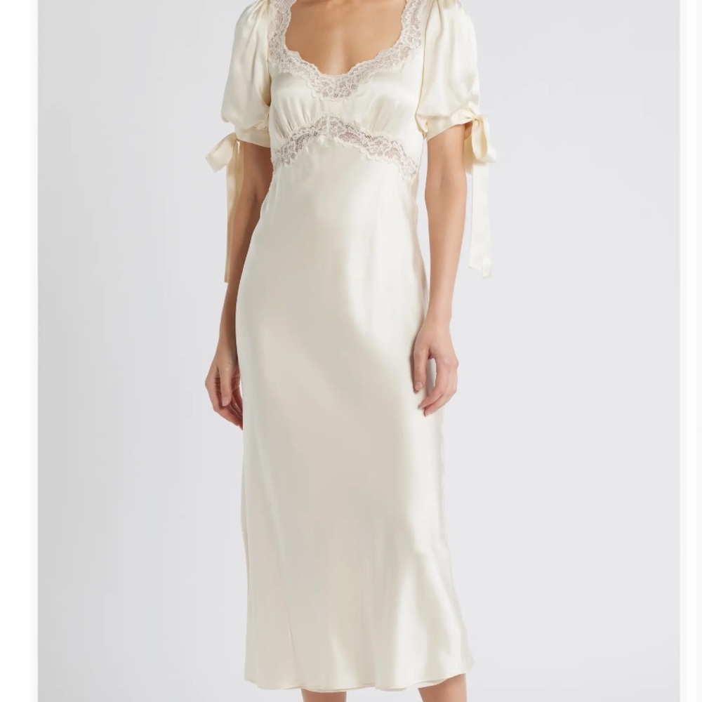 NWT Reformation X Kacey Musgraves Stella Ivory Lace-Trim Midi Dress
